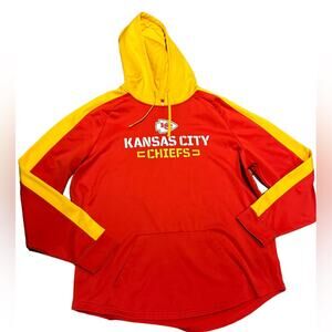 NFL Kansas City Chiefs Shirttail Hem Polyester Hoodie in Red and Yellow